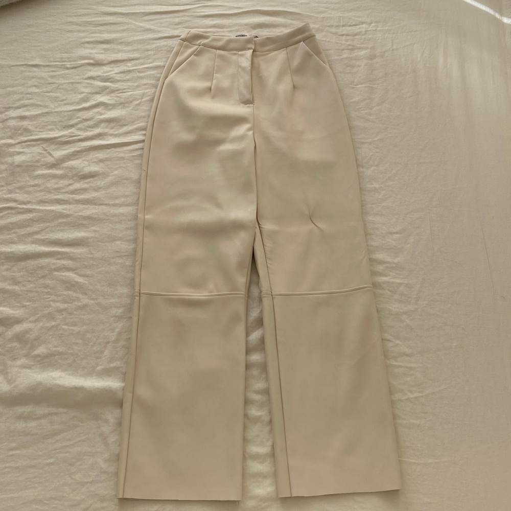 Faux leather trousers.